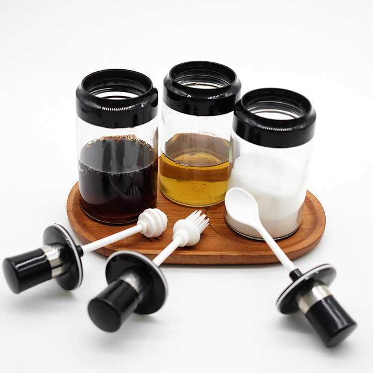 250ml Glass Spice Jar with Spoon/Brush/Honey Dipper