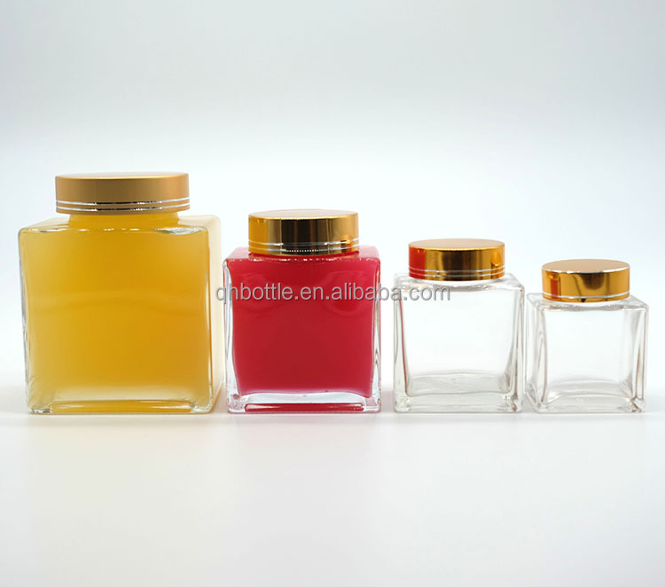Square Shaped Glass Jar with Metal Lug