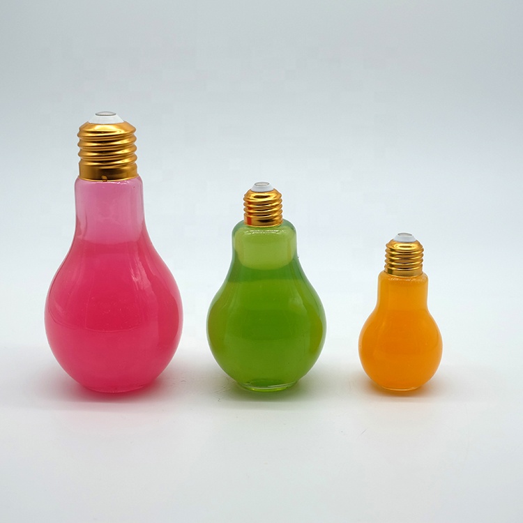Glass Clear Light Bulb Shaped Bottle with Cap