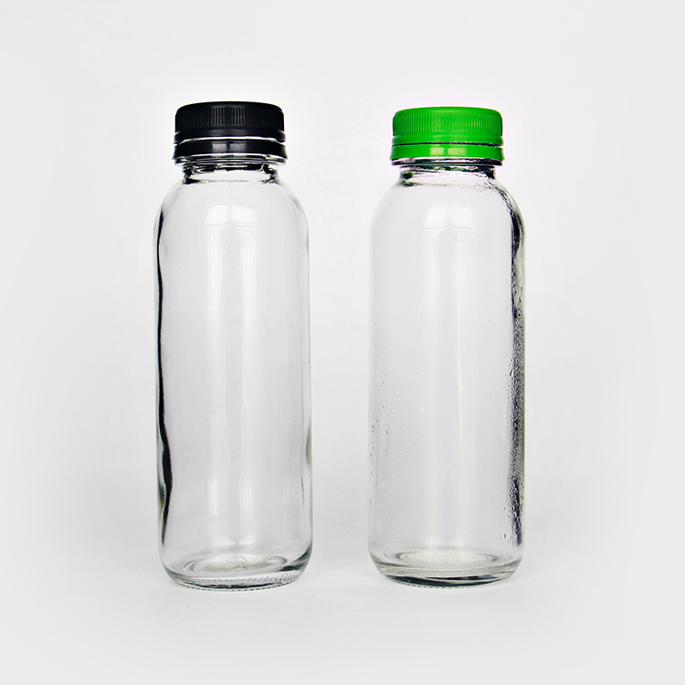 Wholesale 250ml 8oz Round Glass Bottle With Tamper Evident Plastic Lid For Kombucha Juice Beverage