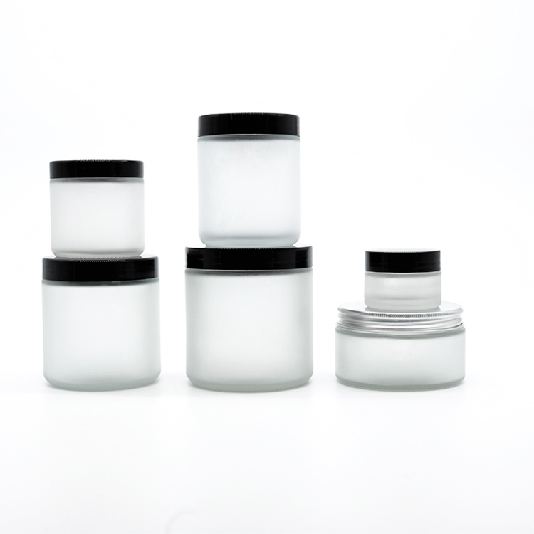 Clear/Frosted Glass Straight Sized Glass Jar with Plastic Lid